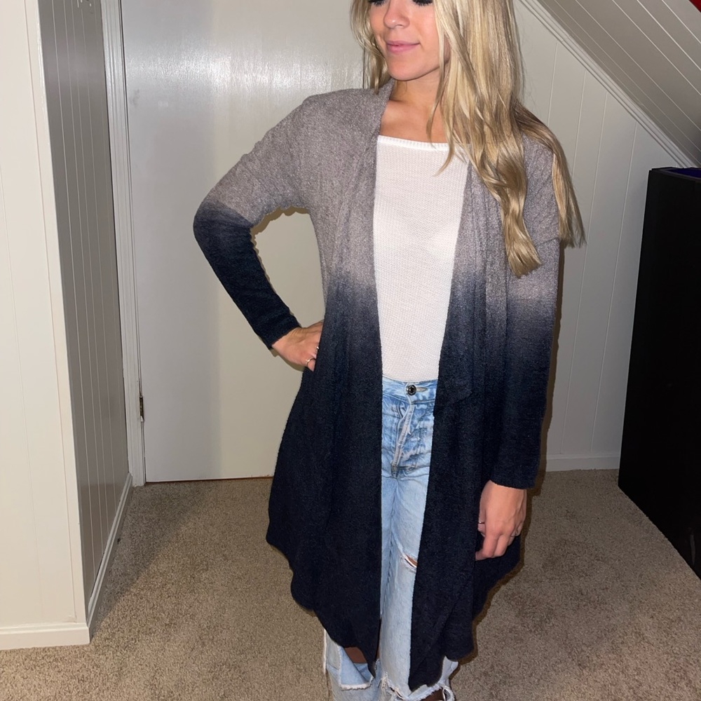 Mushroom/black hombre Cardigan Barefoot Dreams Bamboo Chic Lite SIZE S/M